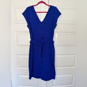 Express Cobalt Blue Button-Down Midi Dress